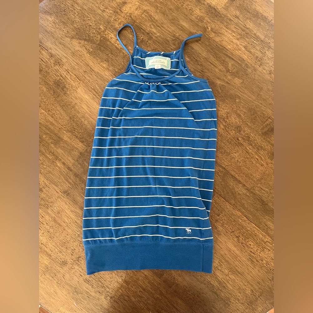 y2k Abercrombie blue and white striped spaghetti top tank cami top size L